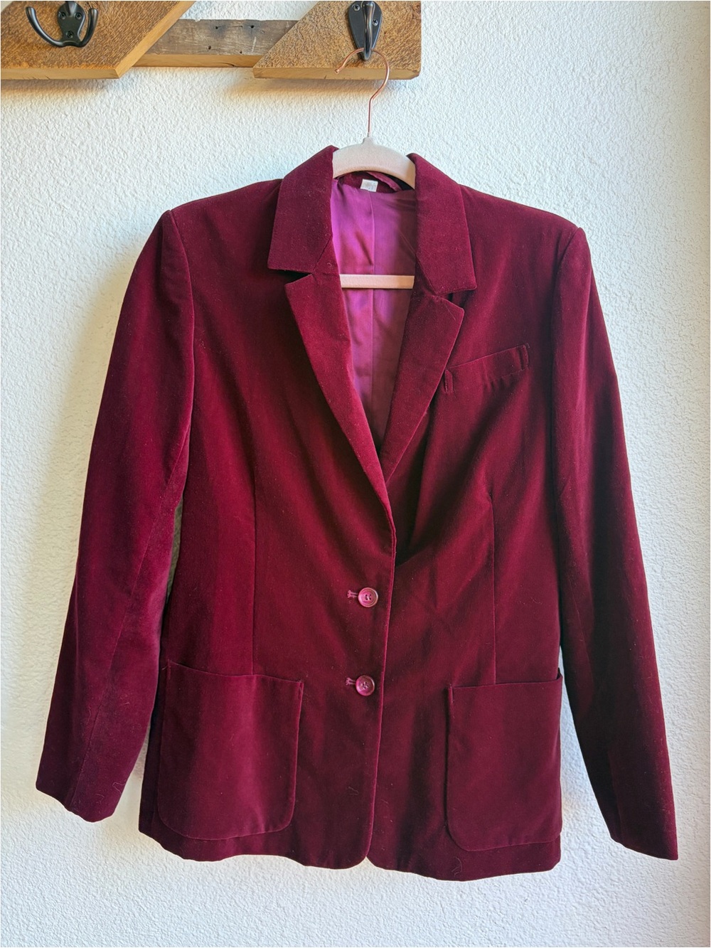 Vintage 70s Burgundy Velvet Cotton Blazer 8